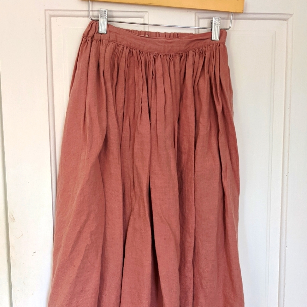 not PERFECT LINEN 1950s City Skirt, Salmon Blush